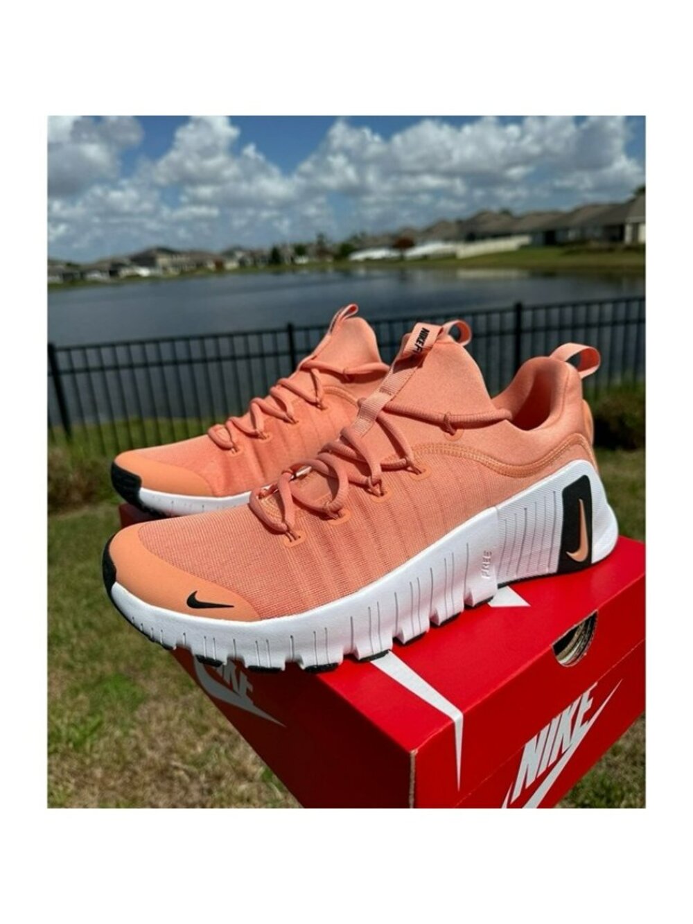 10 MEN’S NIKE LUNAR FREE METCON 6 FJ7127-800 APRICOT AGATE / WHITE